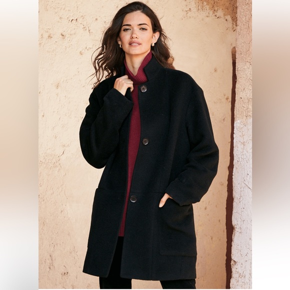 Peruvian Connection- Essex Street Coat-Luxe Modern Car Coat- Alpaca & Wool Sz. M - Picture 3 of 11